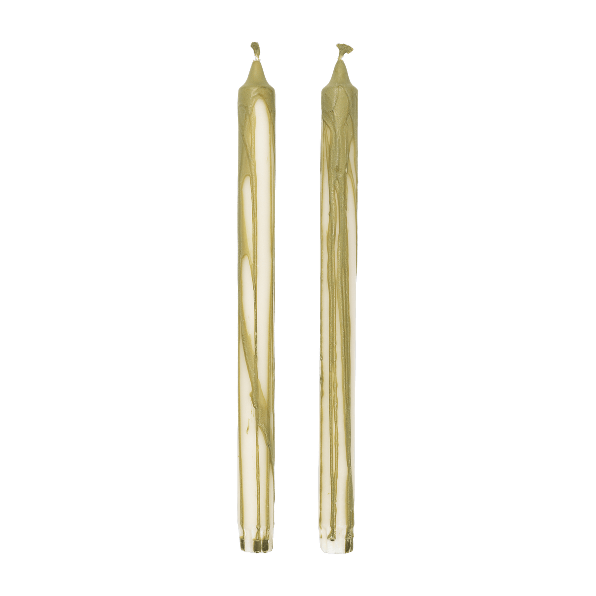 2 bougies effet fondu vert olive 2,2 x 30 cm - The Cool Republic