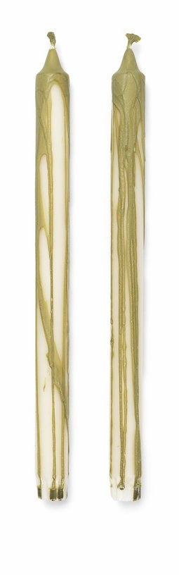 2 bougies effet fondu vert olive 2,2 x 30 cm - The Cool Republic