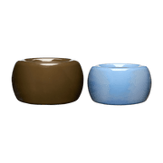 2 Cache-pots en métal bleu et marron Maru - Hübsch - The Cool Republic