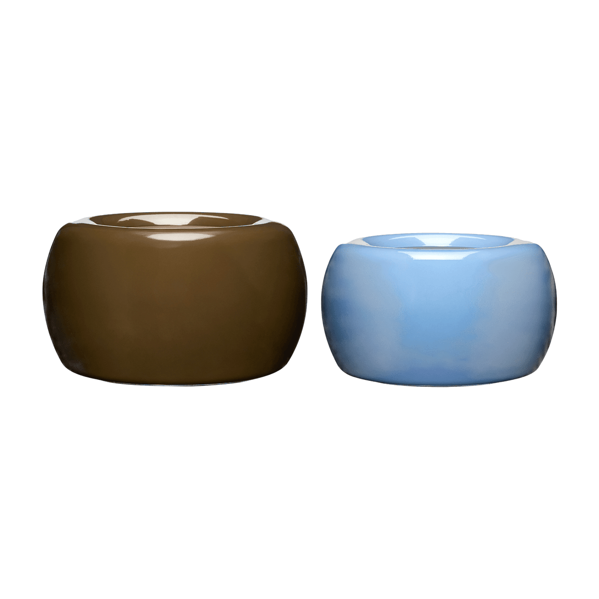 2 Cache-pots en métal bleu et marron Maru - Hübsch - The Cool Republic