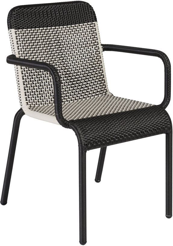 2 Chaises de jardin avec accoudoirs noire et blanche Tobago - KOK - The Cool Republic