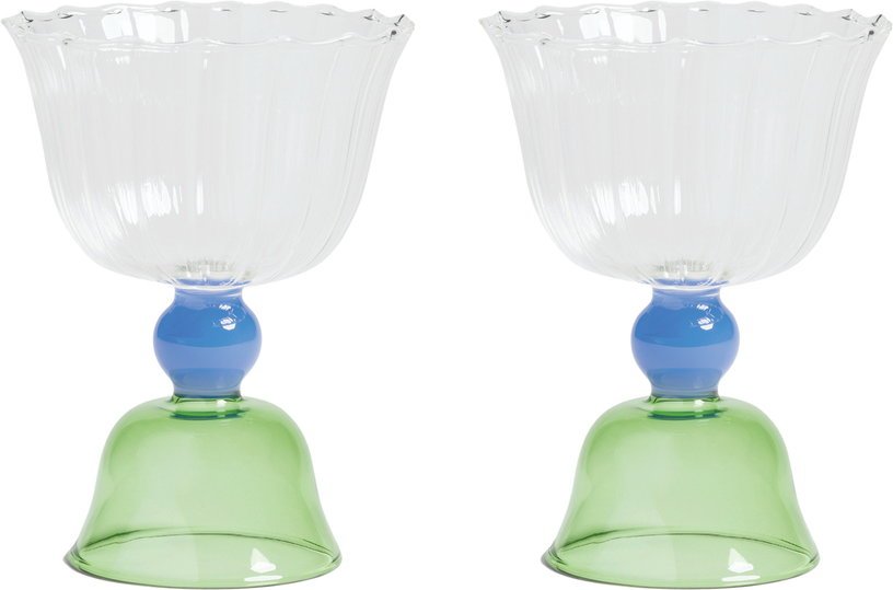 2 Coupes en verre vert Tulip - &Klevering - The Cool Republic