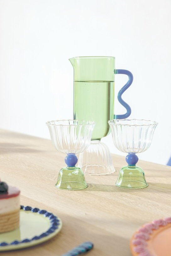 2 Coupes en verre vert Tulip - &Klevering - The Cool Republic