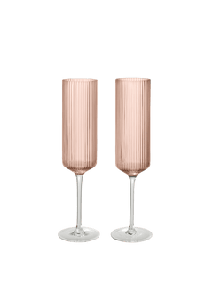 2 Flûtes de champagne en verre soufflé recyclé rose Ripple - Ferm Living - The Cool Republic