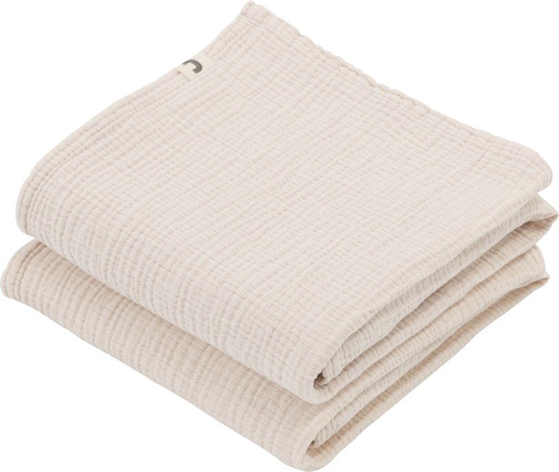 2 Langes en gaze de coton 60 x 60 cm beige avoine Les Petits - The Cool Republic - The Cool Republic