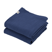 2 Langes en gaze de coton 60 x 60 cm bleu marine Les Petits - The Cool Republic - The Cool Republic