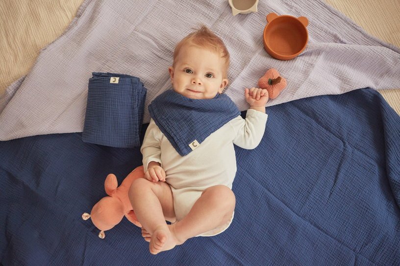 2 Langes en gaze de coton 60 x 60 cm lavande Les Petits - The Cool Republic - The Cool Republic