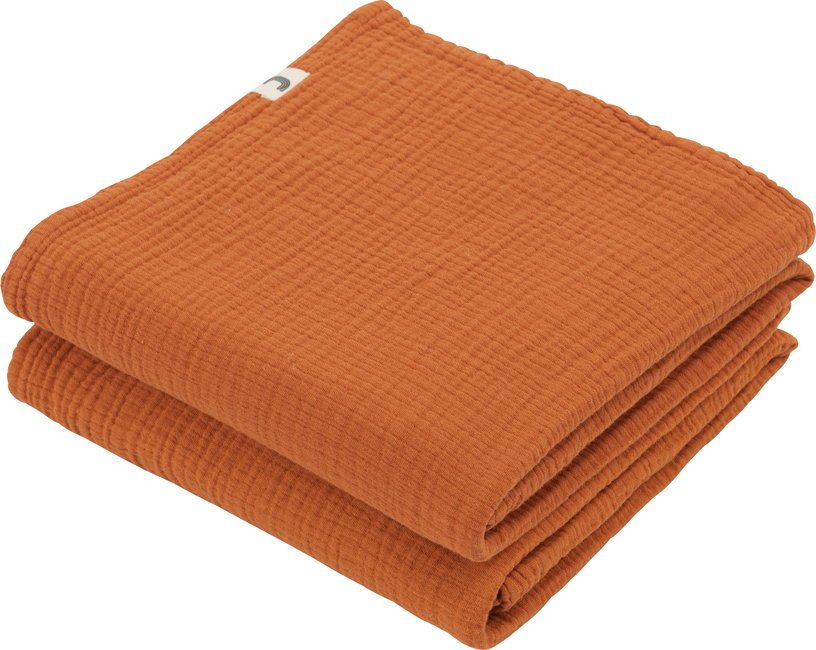2 Langes en gaze de coton 60 x 60 cm orange abricot Les Petits - The Cool Republic - The Cool Republic