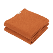 2 Langes en gaze de coton 60 x 60 cm orange abricot Les Petits - The Cool Republic - The Cool Republic