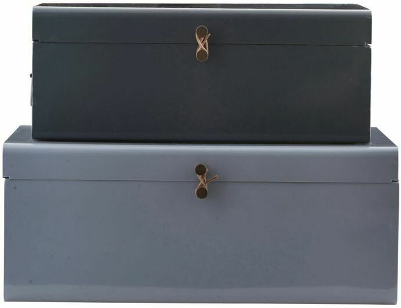 2 Malles de rangement grise et bleue - House Doctor - The Cool Republic