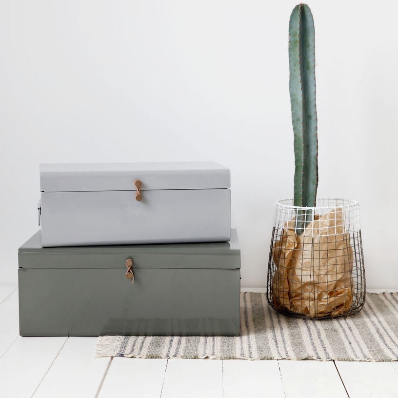 2 Malles de rangement grise et verte - House Doctor - The Cool Republic