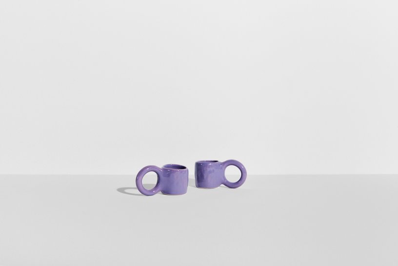 2 mugs à expresso en faïence myrtille 6 cm Donut - Petite Friture - The Cool Republic