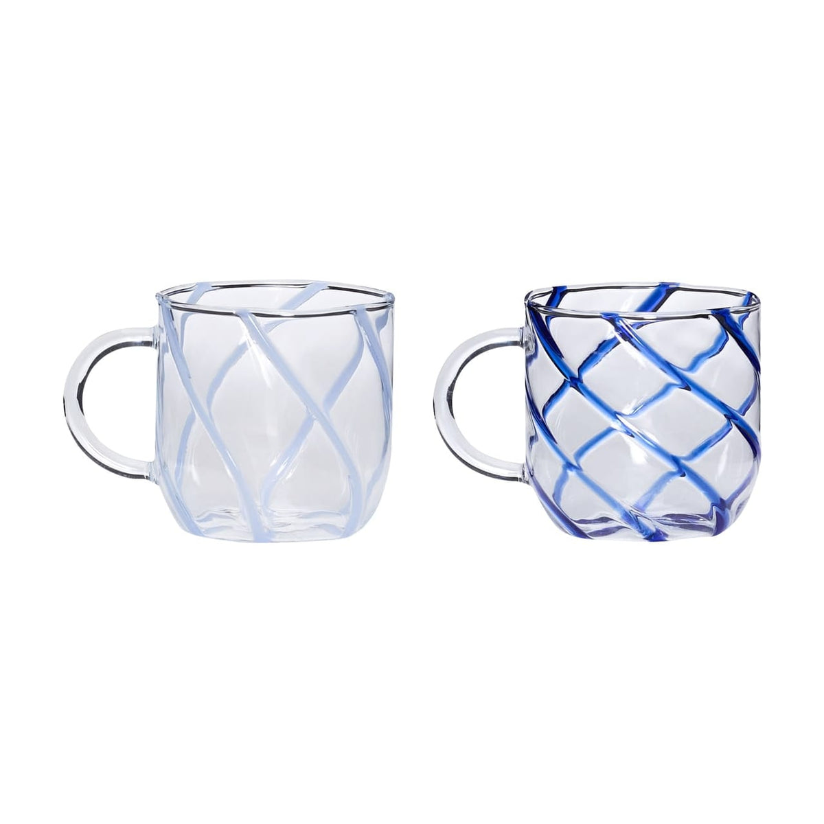 2 Mugs en verre bleu 450ml Kiosk - Hübsch - The Cool Republic