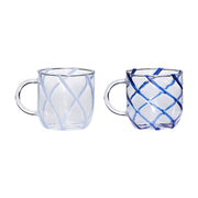 2 Mugs en verre bleu 9x13xh10cm450ml Kiosk - Hübsch