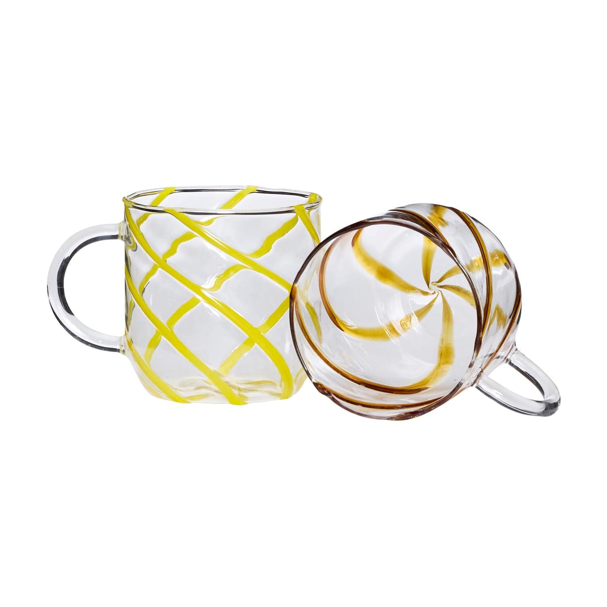 2 Mugs en verre jaune 9x10cm Kiosk - Hübsch — vue 5