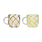 2 Mugs en verre jaune 9x10cm Kiosk - Hübsch