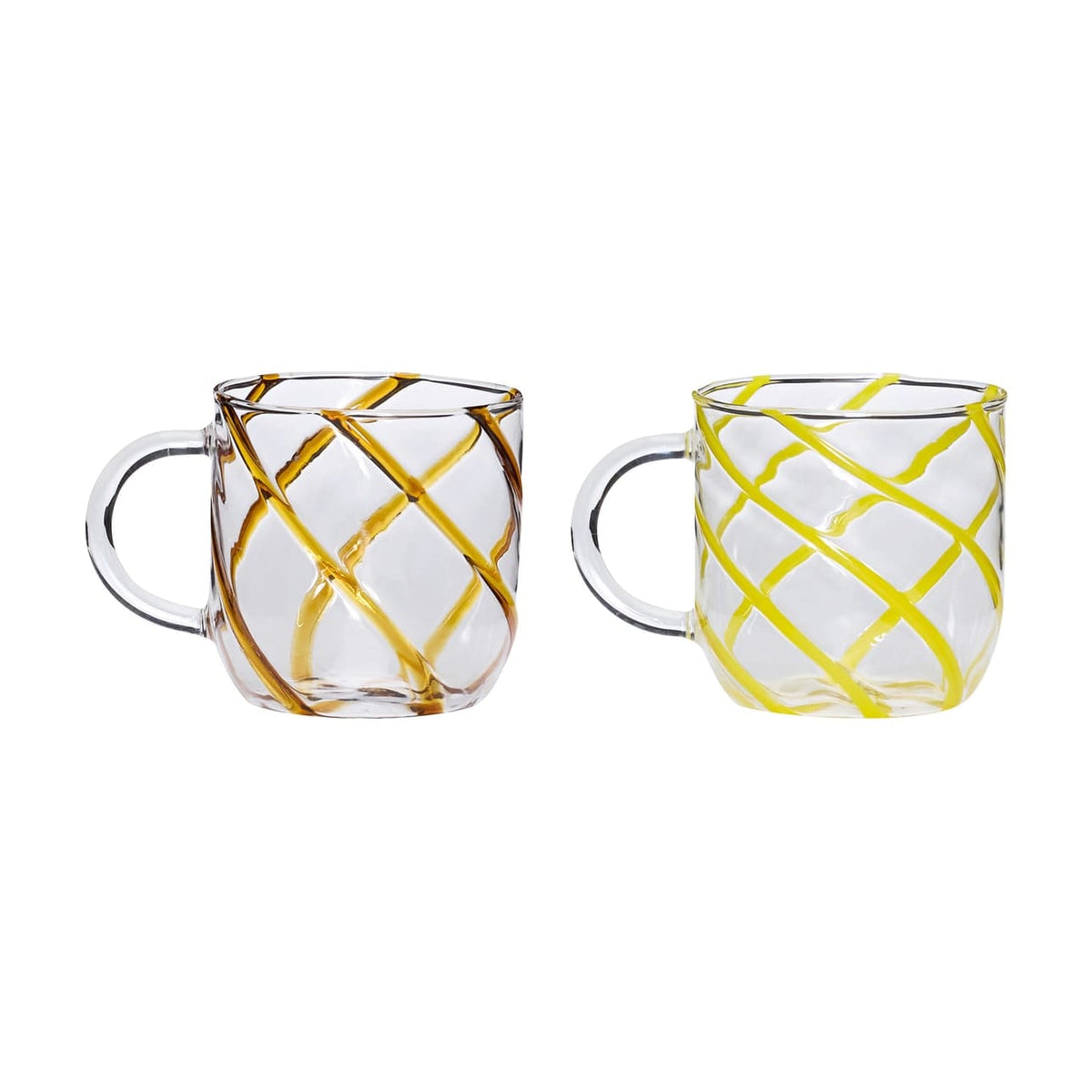 2 Mugs en verre jaune 9x10cm Kiosk - Hübsch