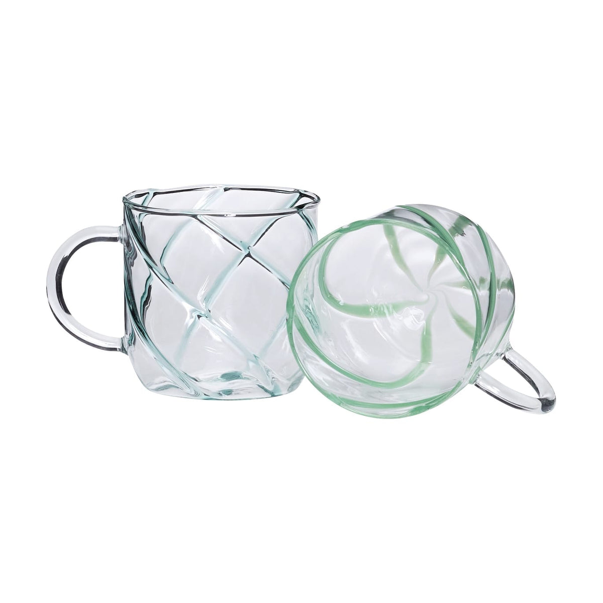 2 Mugs en verre vert 9x10cm Kiosk - Hübsch — vue 9