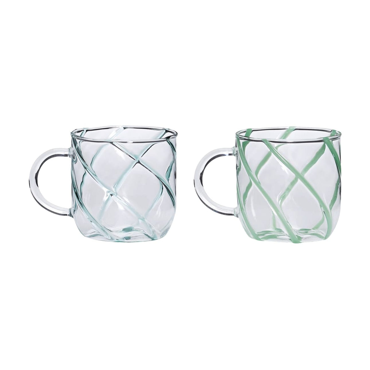 2 Mugs en verre vert 9x10cm Kiosk - Hübsch