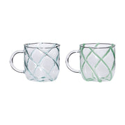 2 Mugs en verre vert 9x10cm Kiosk - Hübsch