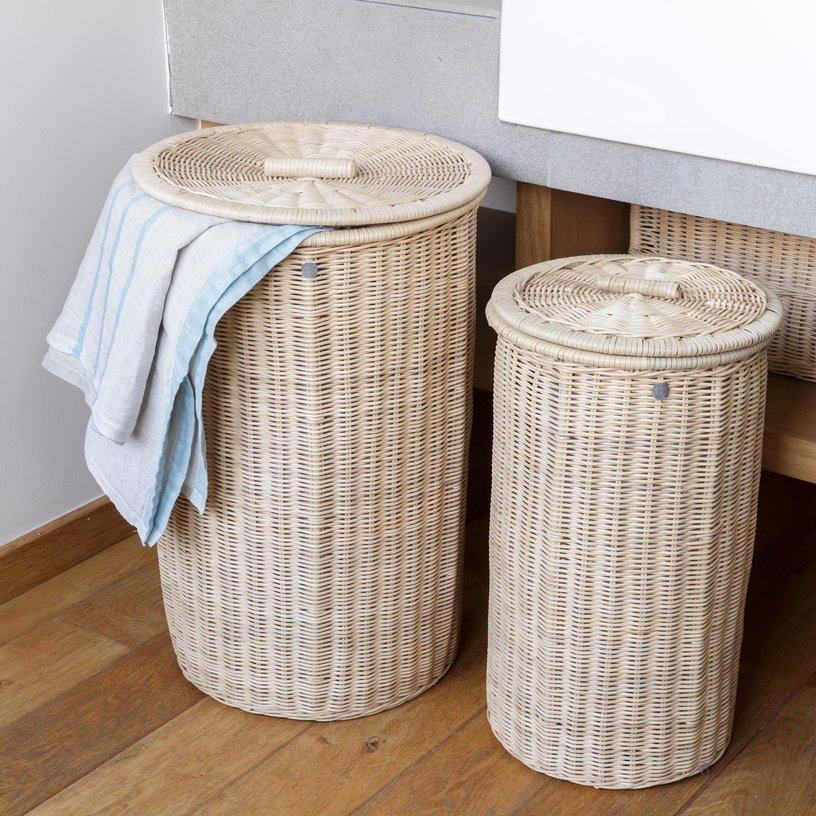 2 Paniers à linge ronds en rotin - KOK - The Cool Republic
