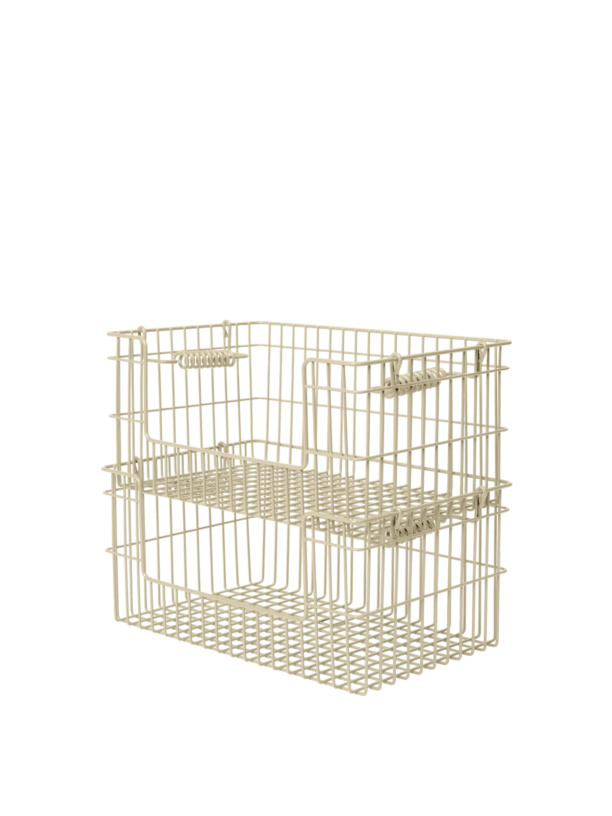 2 Paniers avec ouverture en acier beige 28,7 x 18 x 13 cm Cala - Ferm Living - The Cool Republic