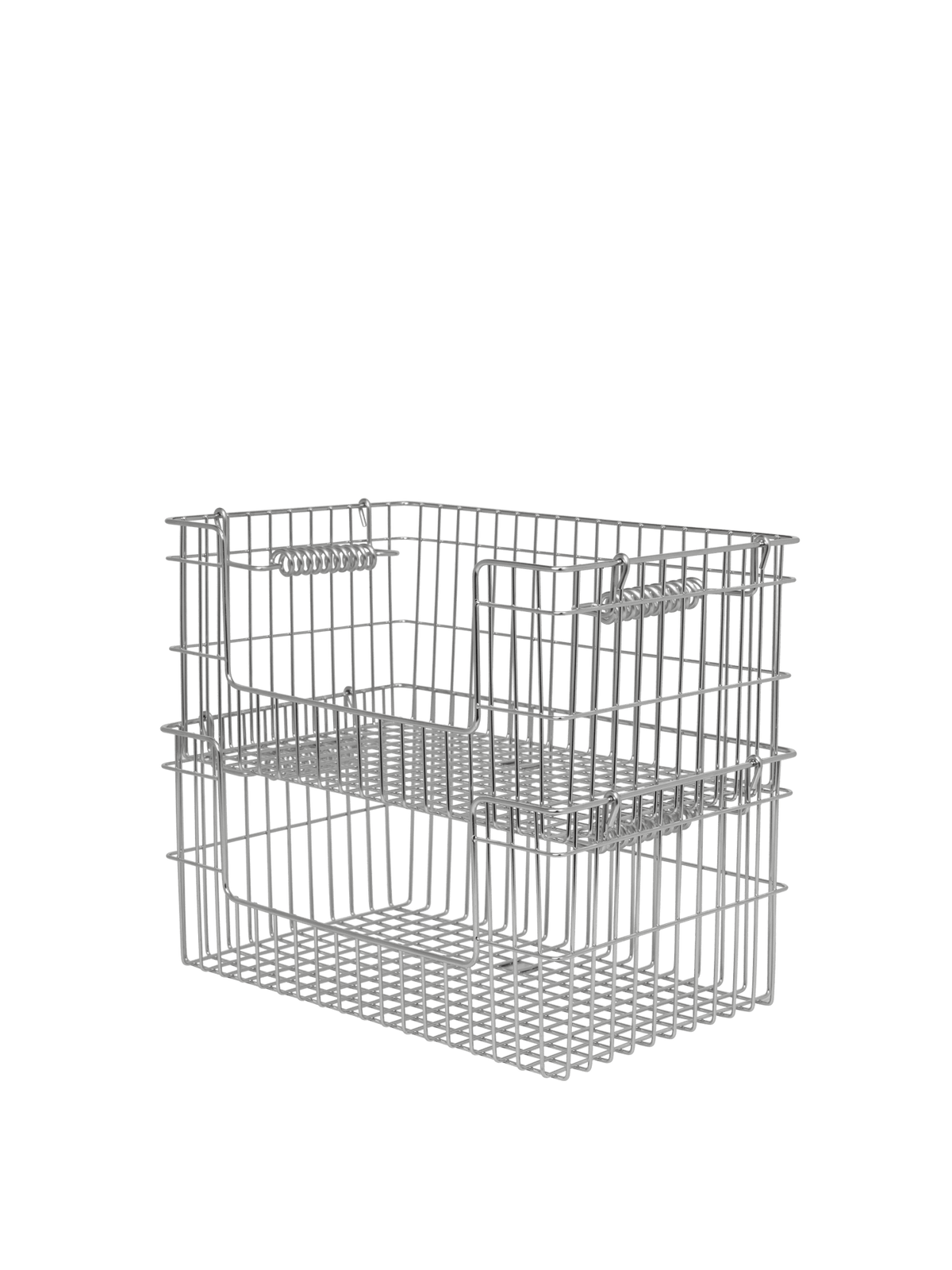 2 Paniers avec ouverture en acier inoxydable brossé 28,7 x 18 x 13 cm Cala - Ferm Living - The Cool Republic