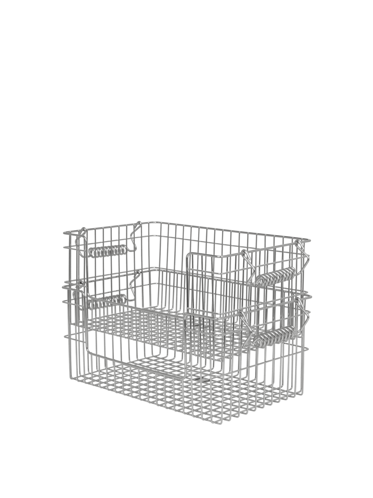 2 Paniers avec ouverture en acier inoxydable brossé 28,7 x 18 x 13 cm Cala - Ferm Living - The Cool Republic