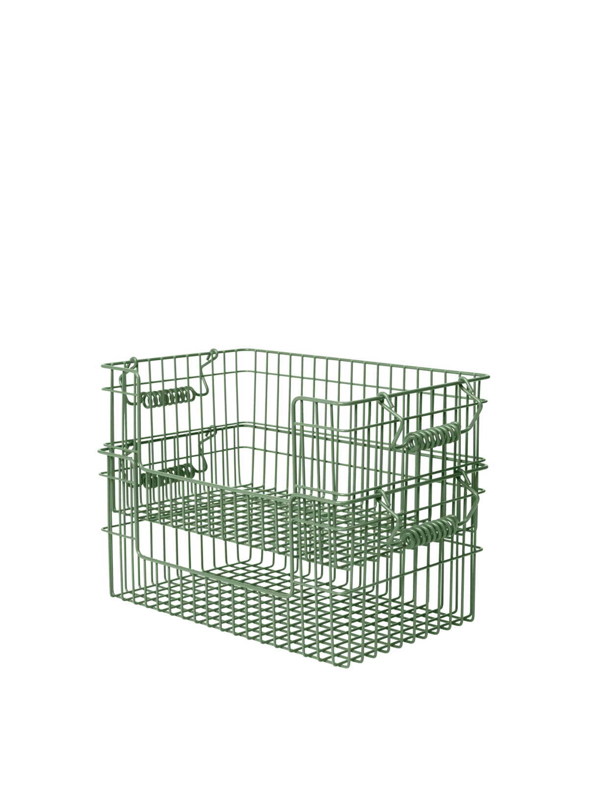 2 Paniers avec ouverture en acier vert 28,7 x 18 x 13 cm Cala - Ferm Living - The Cool Republic