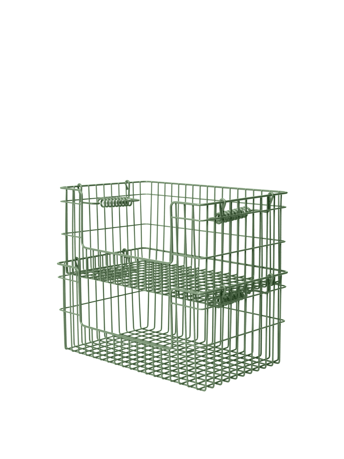 2 Paniers avec ouverture en acier vert 28,7 x 18 x 13 cm Cala - Ferm Living - The Cool Republic