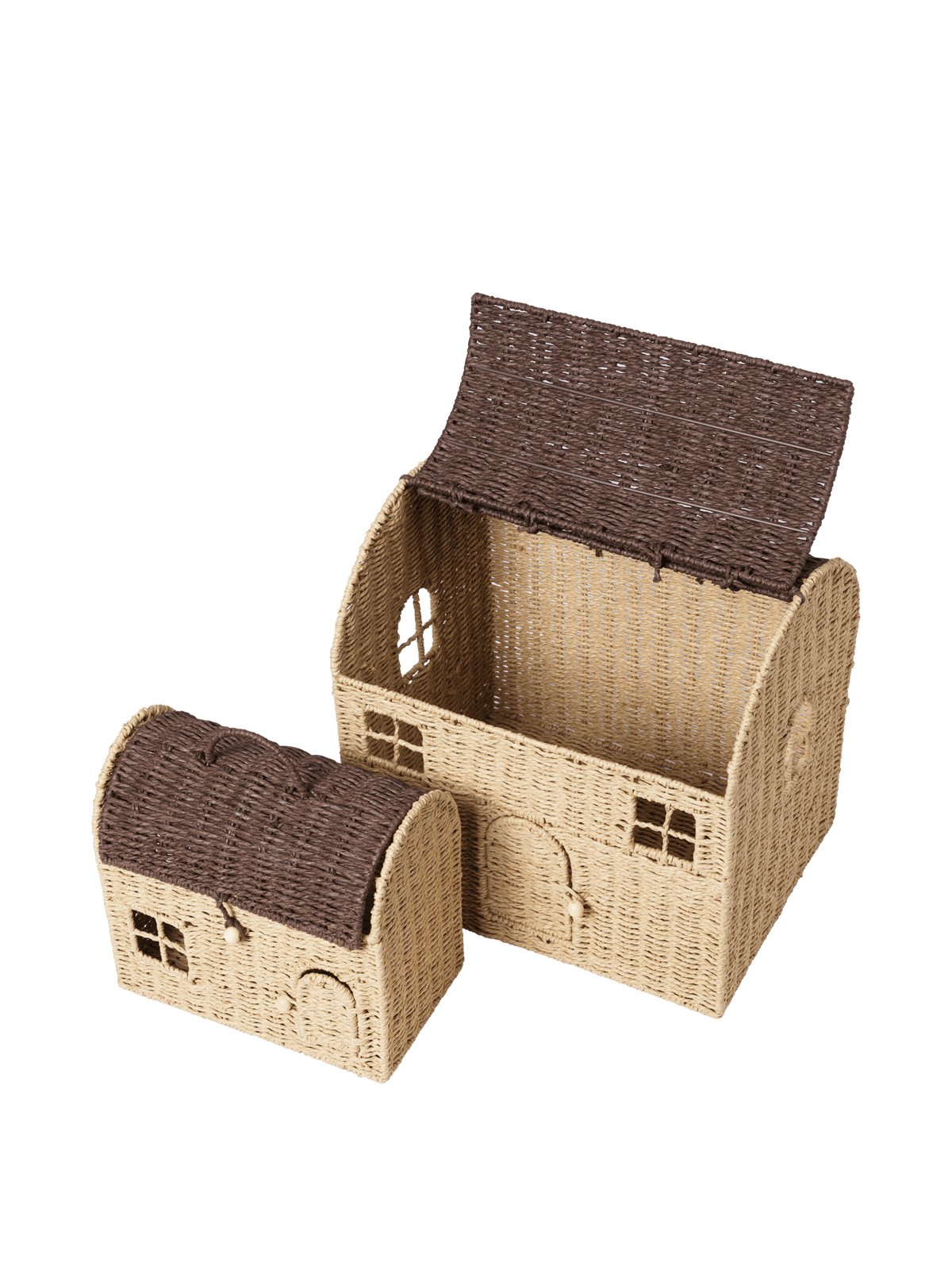 2 House Storage Baskets for Children beige and brown Casu - Ferm Living - The Cool Republic