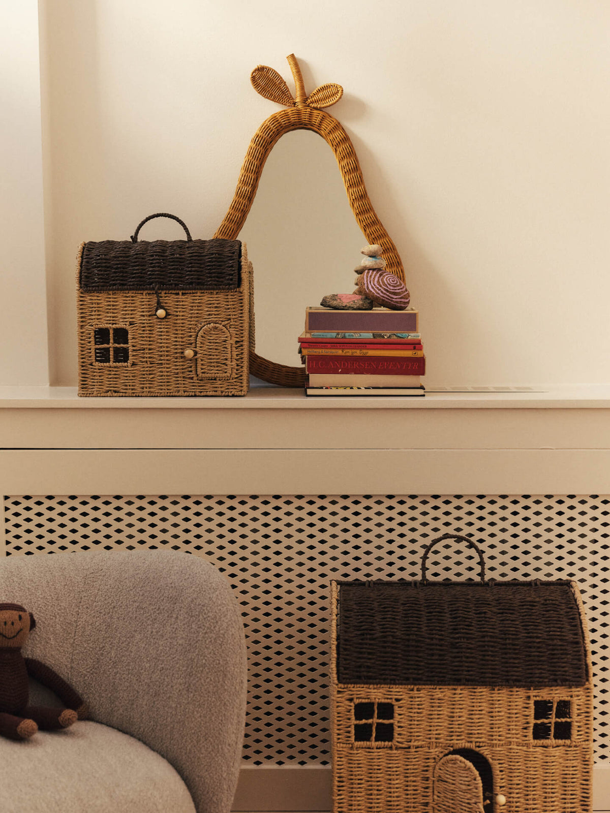 2 House Storage Baskets for Children beige and brown Casu - Ferm Living - The Cool Republic