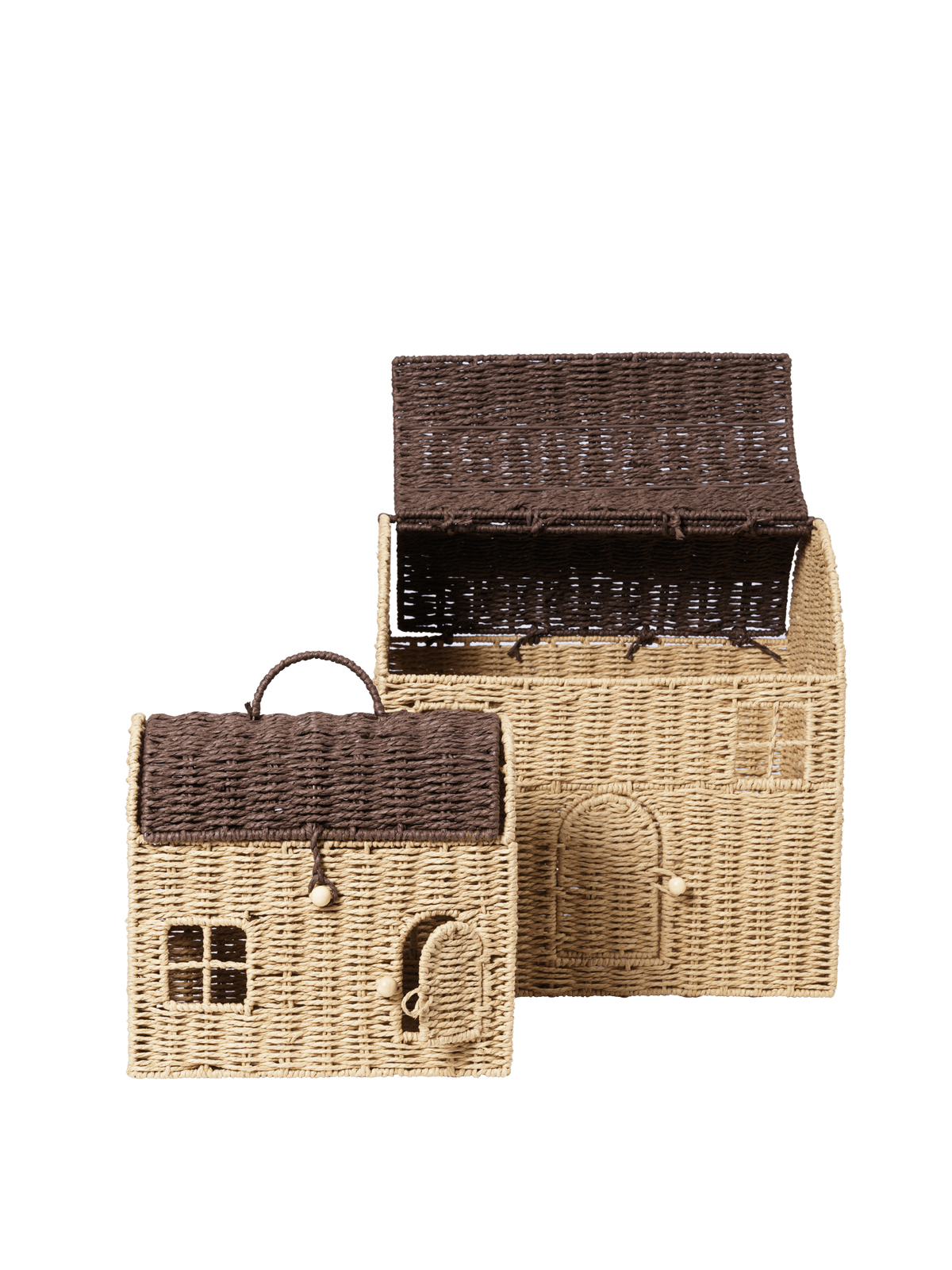 2 House Storage Baskets for Children beige and brown Casu - Ferm Living - The Cool Republic
