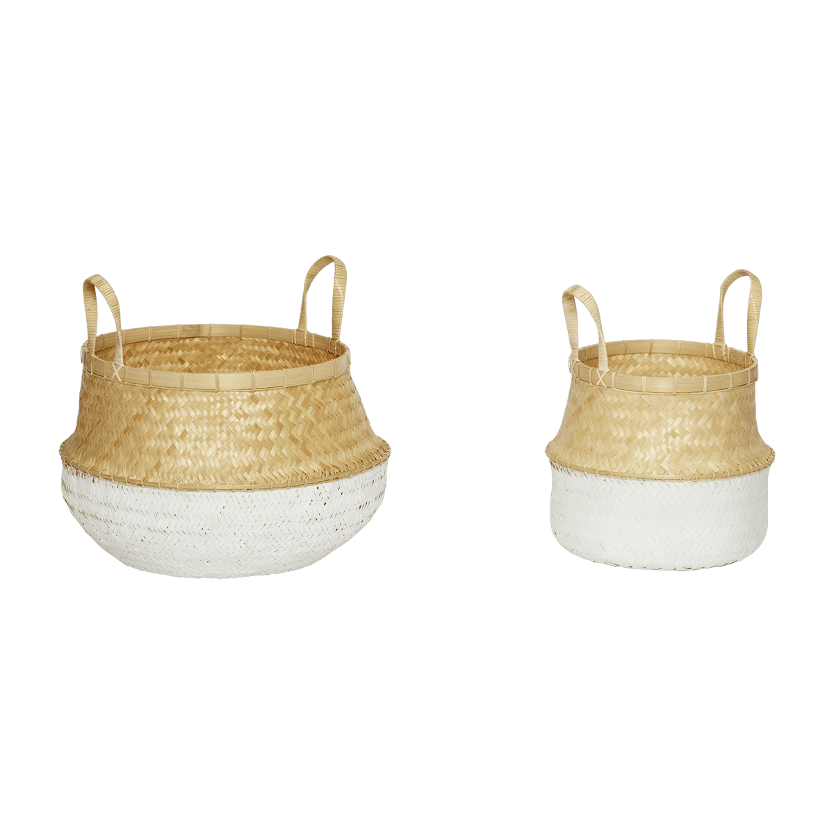 Basket W/White Bottom Bamboo White/Nature S/2 - Hübsch - The Cool Republic