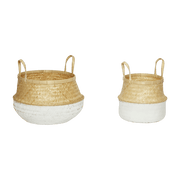 Basket W/White Bottom Bamboo White/Nature S/2 - Hübsch - The Cool Republic