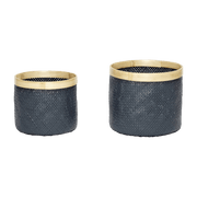 2 Paniers en bambou gris avec bords naturels - Hübsch - The Cool Republic