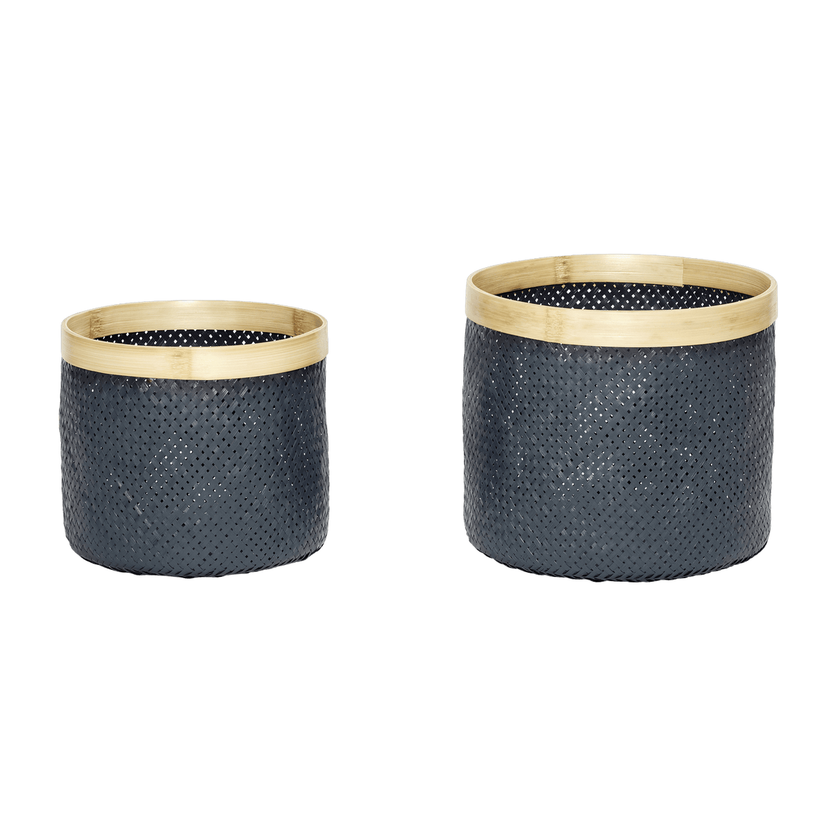 2 Paniers en bambou gris avec bords naturels - Hübsch - The Cool Republic