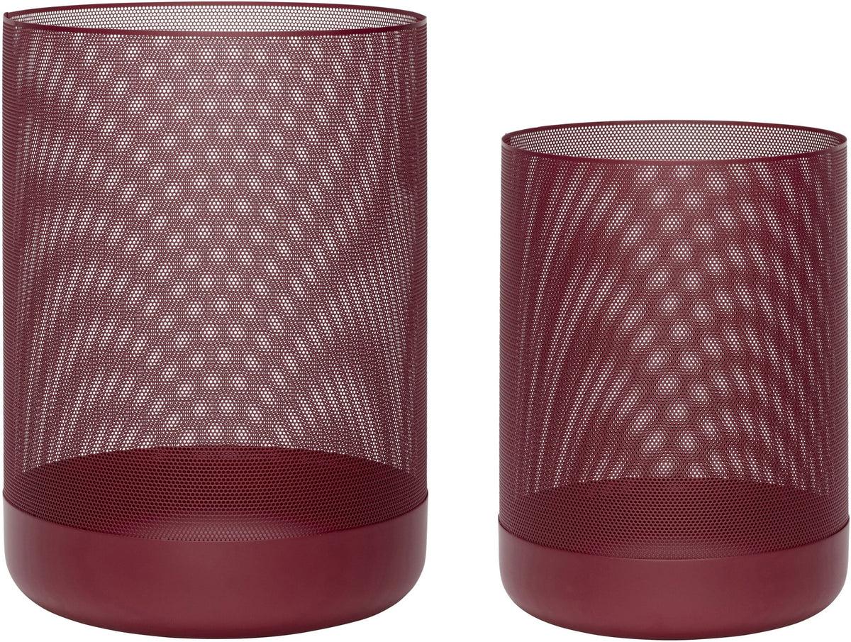 2 Paniers ronds en métal bordeaux - Hübsch - The Cool Republic