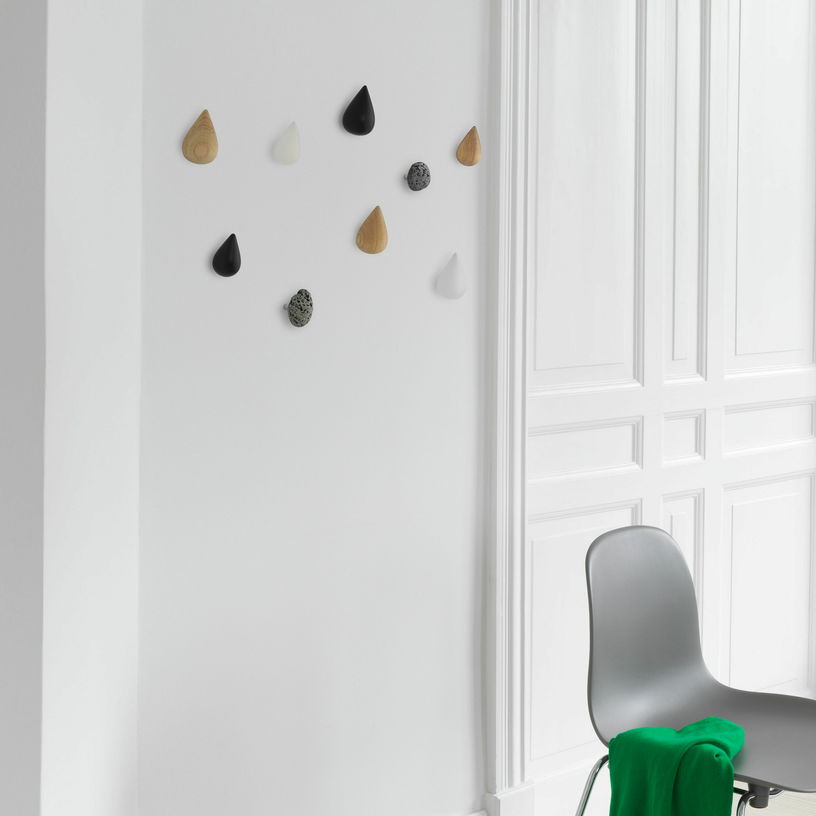 2 Patères en bois blanches L Dropit blanc - Normann Copenhagen - The Cool Republic