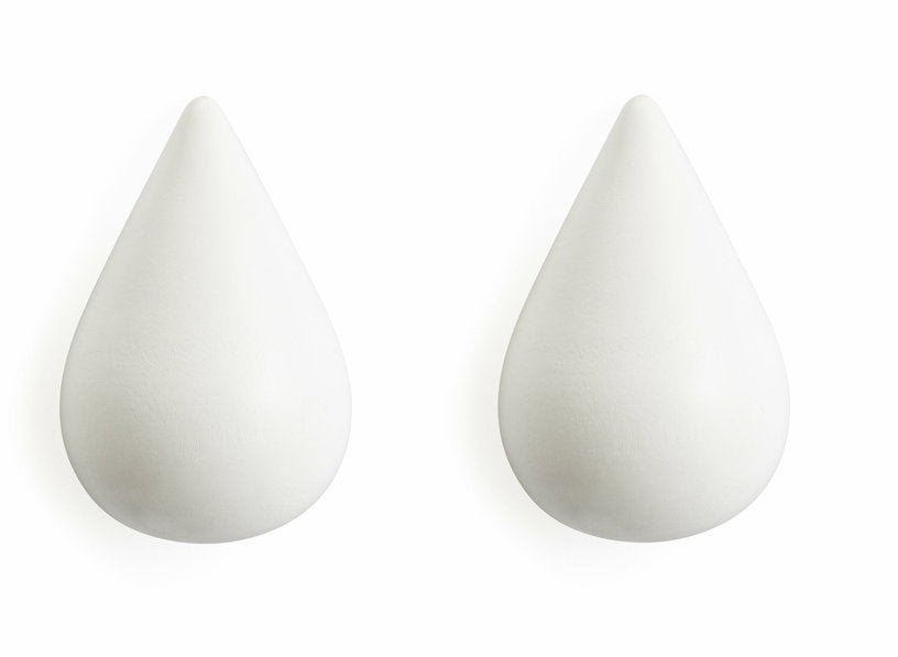 2 Patères en bois blanches L Dropit blanc - Normann Copenhagen - The Cool Republic