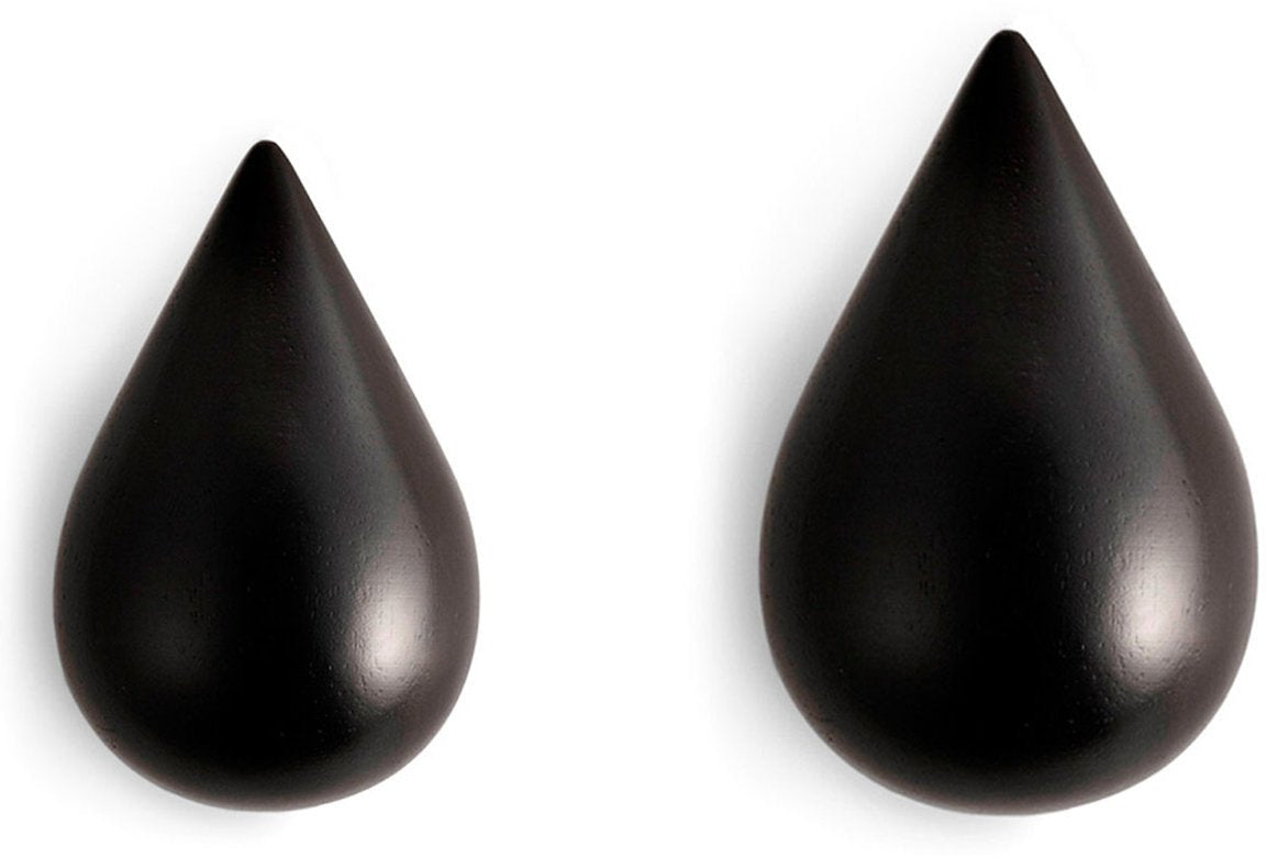 2 Patères en bois noires L Dropit noir - Normann Copenhagen - The Cool Republic