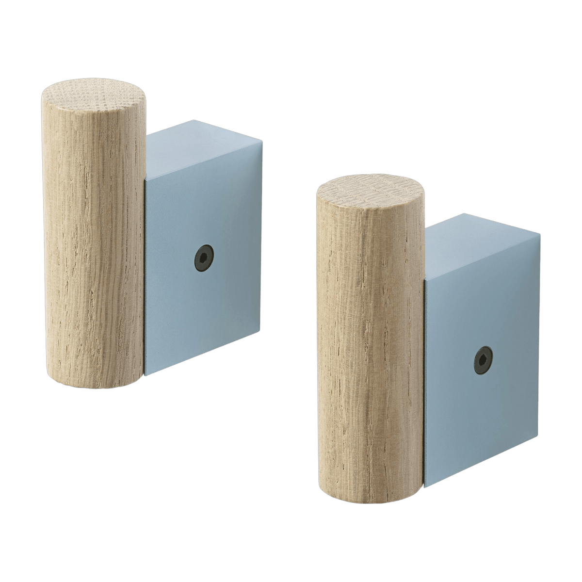 2 Patères murales en chêne et aluminium bleu pâle Attach - Muuto - The Cool Republic