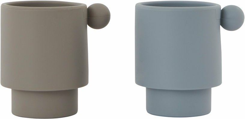 2 Petites tasses Tiny Inka bleu poussière / argile - OYOY - The Cool Republic