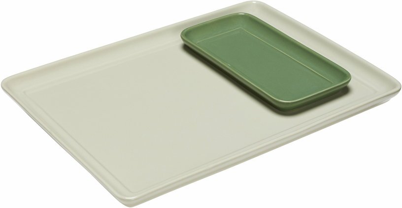 2 Plateaux rectangulaire en poudre de pierre vert Amare - Hübsch - The Cool Republic