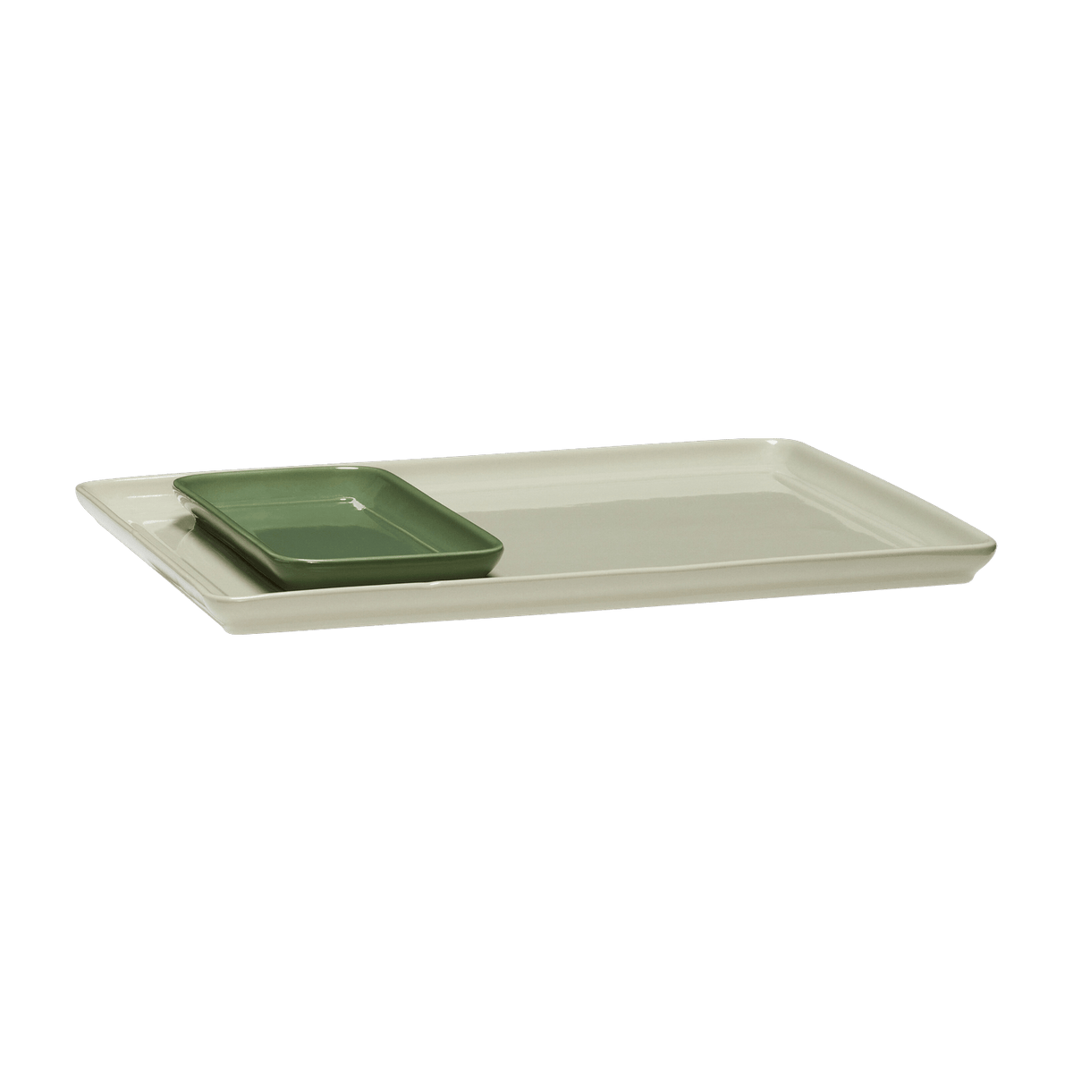 2 Plateaux rectangulaire en poudre de pierre vert Amare - Hübsch - The Cool Republic