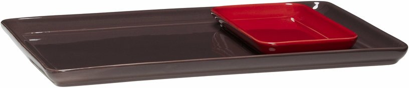 2 Plateaux rectangulaires en poudre de pierre rouge Amare - Hübsch - The Cool Republic