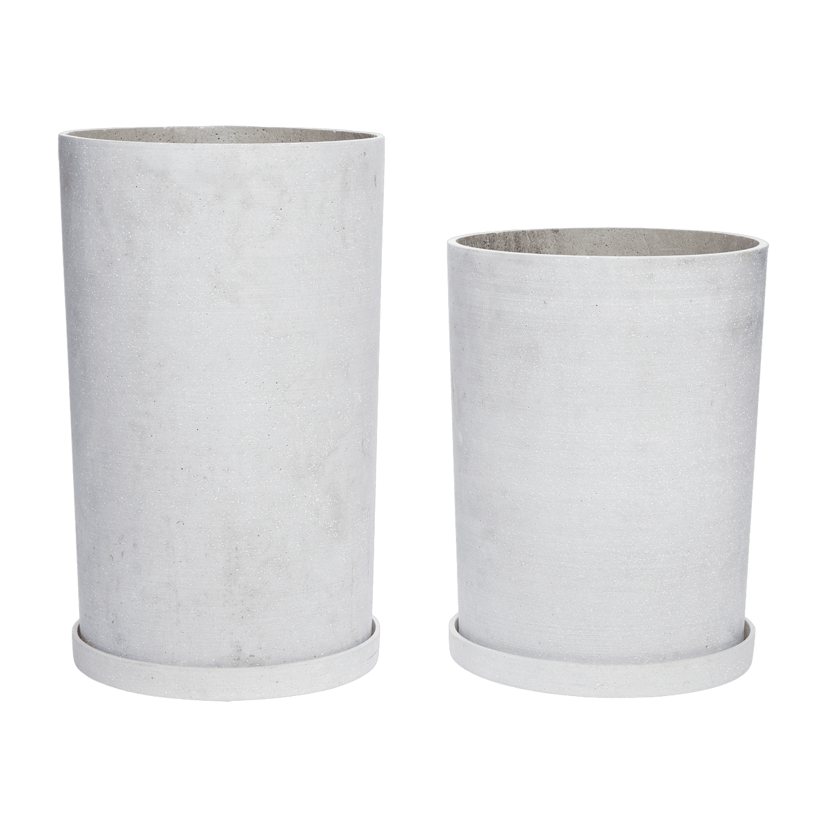 2 pots allongés avec soucoupe en pierre grise - Hübsch - The Cool Republic
