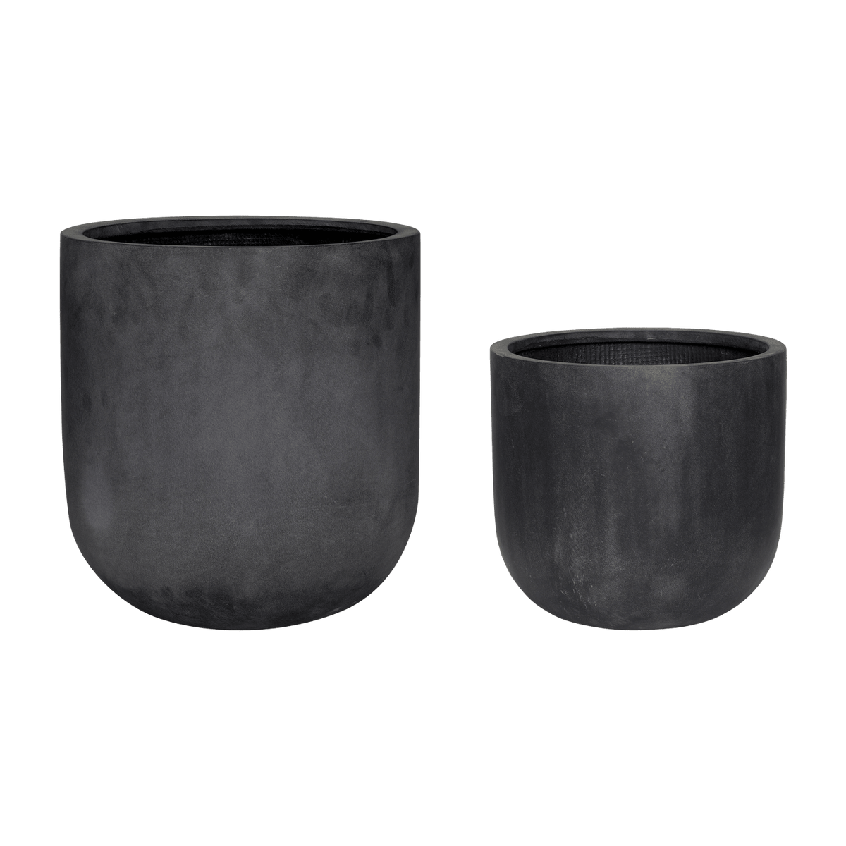2 pots arrondis en grès noir - Hübsch - The Cool Republic