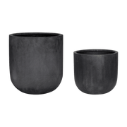 2 pots arrondis en grès noir - Hübsch - The Cool Republic