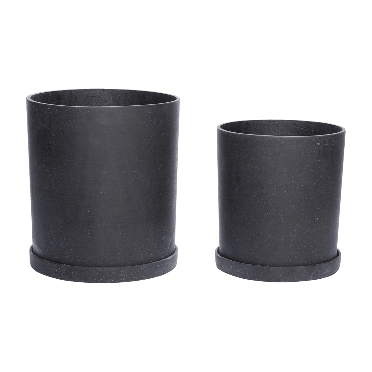 2 pots avec soucoupe en pierre noire - Hübsch - The Cool Republic